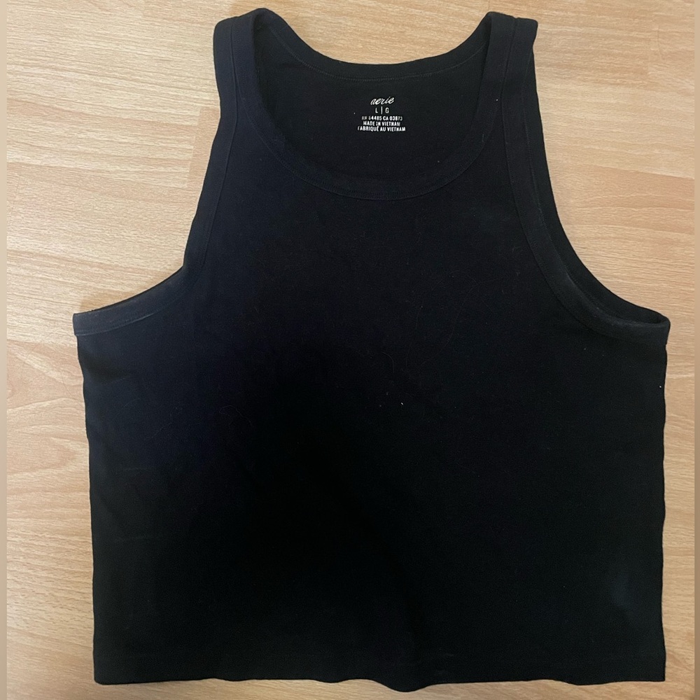 aerie size large black cotton tank top